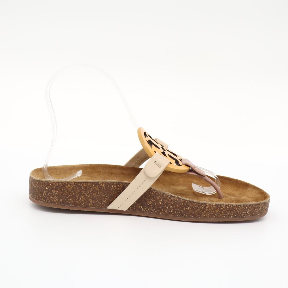 Tory Burch Women's Miller Cloud Sandal Leather Neutral Cork Summer Resort Sz 7 - Picture 3 of 9